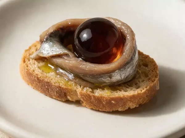 Pearls Vermouth Réserve, toasts à l'anchois de Cantabrie avec une Pearl au creux de chaque anneau