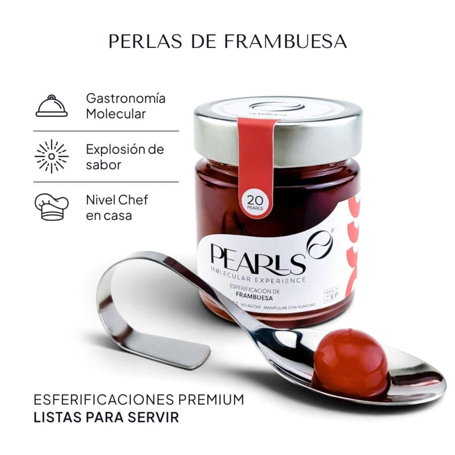 Pearls de frambuesa: esferificaciones premium listas para servir