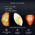 Tres bocados dulces sobre pizarra, galleta, quenelle de mascarpone y fresa, cada uno con una Pearl de Limoncello