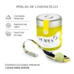 Pearls de Limoncello: esferificaciones premium listas para servir, frasco de 20 con la cucharilla de servicio