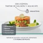 Tartar de salmón y aguacate con lima, coronado con una Pearl de Mojito