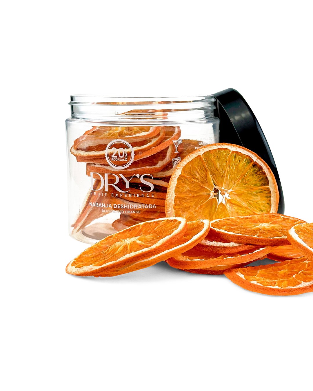 Naranja deshidratada Pearls en frasco de cristal