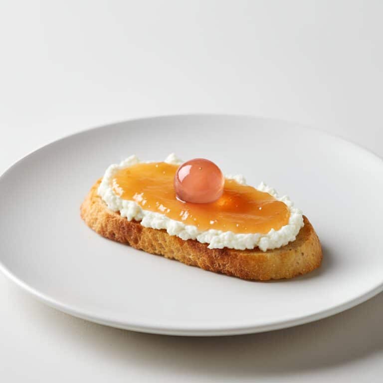 Pearls de Sex on the Beach, tosta de queso cremoso con mermelada de melocotón y una Pearl